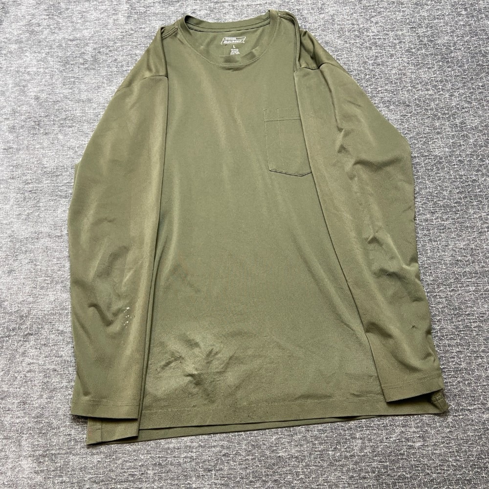 Genuine Dickies T Shirt Mens Large Olive Green Long Sleeve Crew Neck Pullover